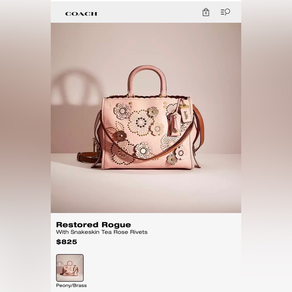 Coach 1941 Rogue 31 in Peony Pink With Roses & Rivets - Picture 12 of 12